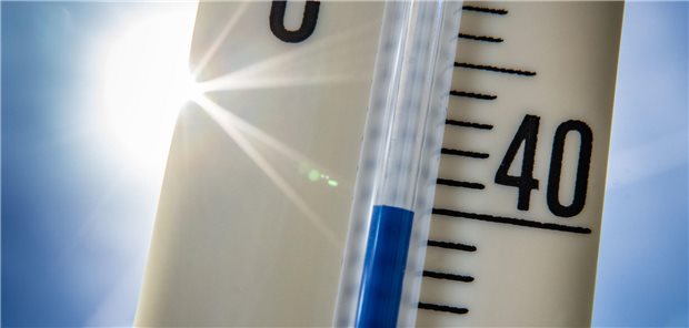 Ein Thermometer kratzt an den 40 Grad Celsius.