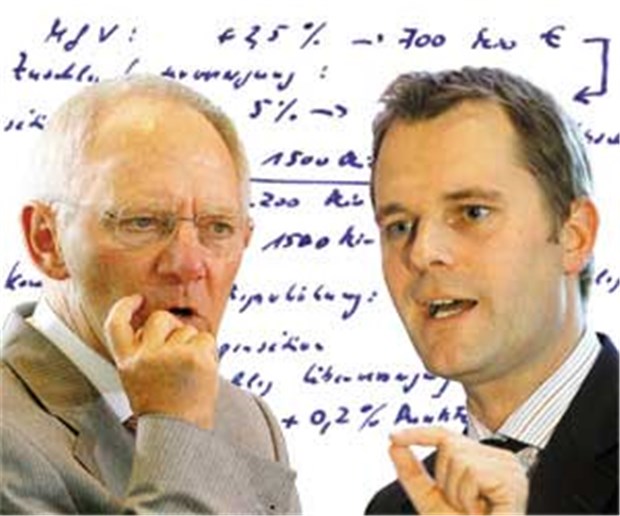 Schäuble kontra Bahr: Versorgungsgesetz zu teuer Zwei Minister, zwei Meinungen: Finanzminister Wolfgang Schäuble (l.) und Gesundheitsminister Daniel Bahr.