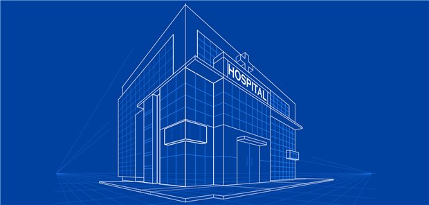 So will Lauterbach die Krankenhauslandschaft umbauen 3D-Darstellung eines Krankenhauses,  vereinfachte Blaupause. Lauterbach plant den Umbau der stationären Versorgung. Geht der Plan auf? Das hängt von der Mitarbeit der Länder ab.