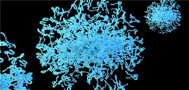3D-Darstellung von alpha-Synuclein-Aggregaten bei Morbus Parkinson.