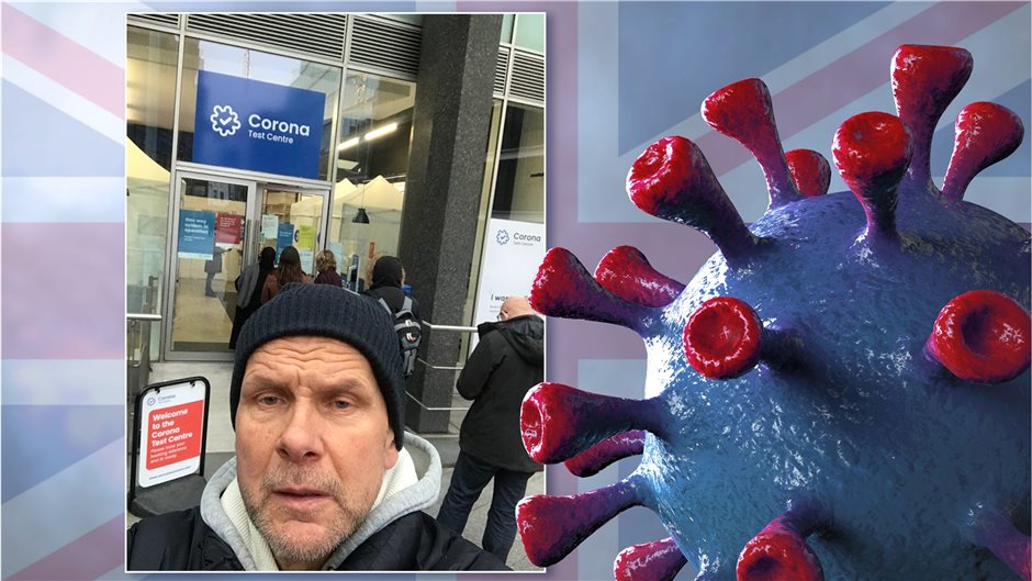 ÄZ-Korrespondent vor Covid-Testzentrum in London-Victoria. 