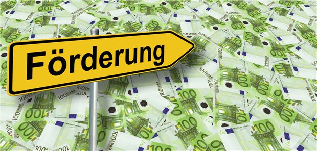 Schild mit der Aufschrift "Förderung"