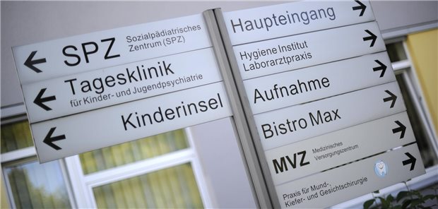 Schilder zu verschiedenen Einrichtungen