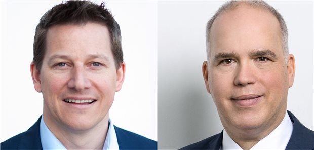 Arne Westphal (l.), Senior Vice President bei CGM, und Dirk Wössner (r.), CEO von CGM: „Das Tolle an dieser ganzen Lösung ist, dass wir damit auf dem Weg zu einer echten Marktlösung sind.“ 