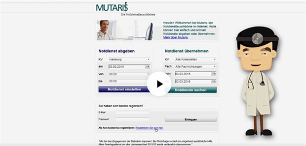 Auf der Notdiensttauschbörse Mutaris können Ärzte Notdienste abgeben oder übernehmen. Ein Erklärvideo hilft dabei.