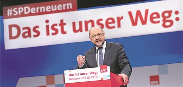 Auf steinigem Weg, doch in die Regierungsverantwortung? SPD-Chef Martin Schulz beim Parteitag am letzten Donnerstag.