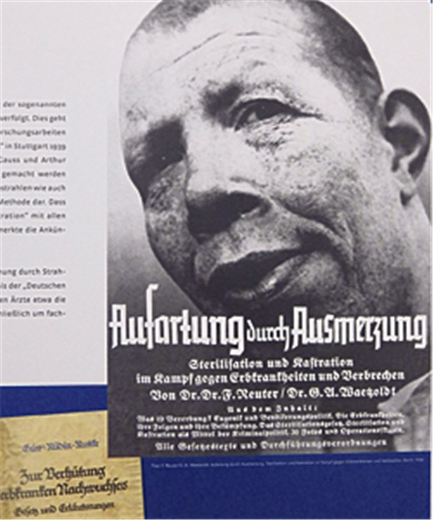 Radiologen in der Nazi-Zeit Beängstigender Rassenwahn: ein Schautafel-Plakat in der Ausstellung "Radiologie im Nationalsozialismus".