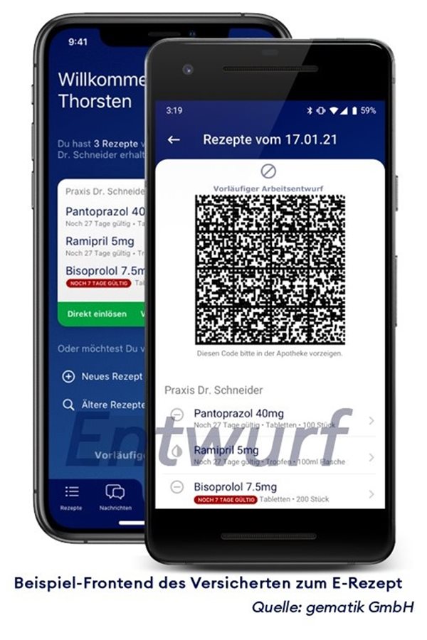 IBM mit E-Rezept-Technologie beauftragt Benutzeroberfläche des E-Rezepts.