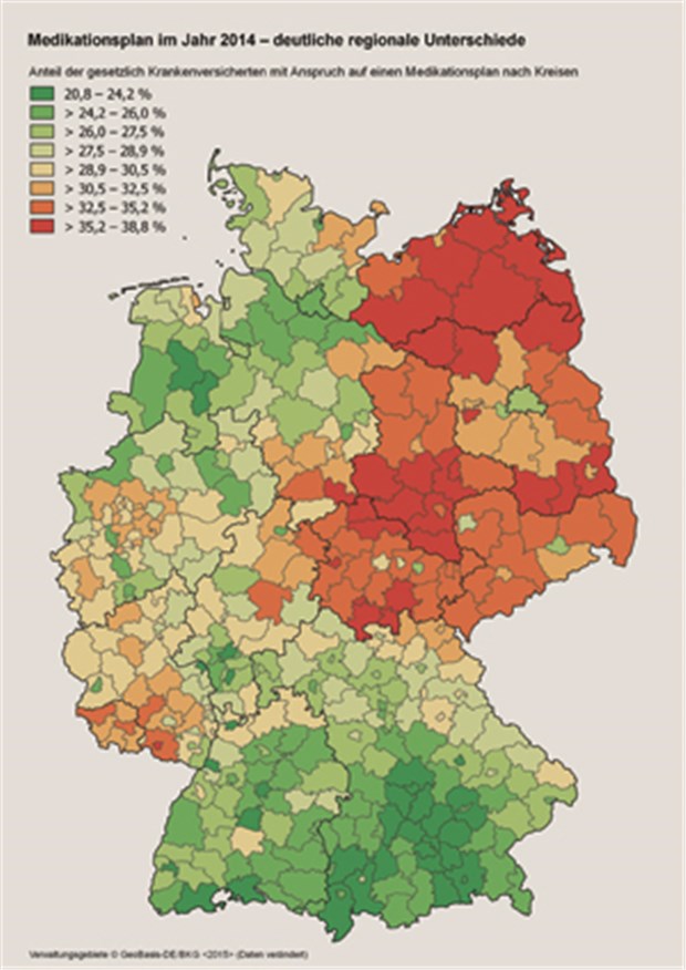 20 Millionen Patienten haben Anspruch Besonders häufig werden Patienten im Norden und Osten der Republik sowie im Saarland einen Medikationsplan benötigen.
