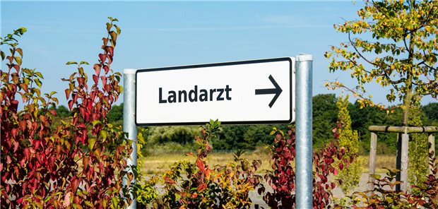 Fast 26 Millionen Euro gegen Hausarzt-Engpass in NRW Wegweiser mit der Aufschrift "Landarzt"