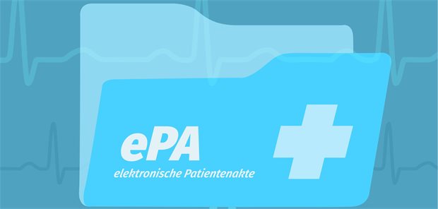 Visualisierung der elektronische Patientenakte ePA mit Ordner und Elektrokardiogramm