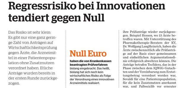 Regressrisiko bei Innovationen tendiert gegen Null