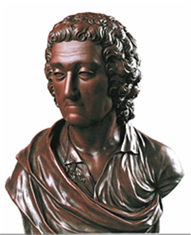 Der Alchemist des weißen Goldes Büste von Johann Friedrich Böttger aus Böttgersteinzeug,