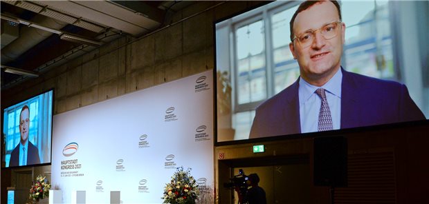Die Lehren aus der Corona-Pandemie Bundesgesundheitsminister Jens Spahn (CDU) bei seinem virtuellen Grußwort.