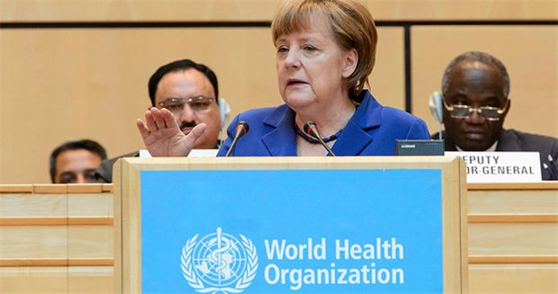 Merkel will nach Ebola-Epidemie WHO-Reform Bundeskanzlerin Angela Merkel (CDU) während ihrer Rede auf der 68. Weltgesundheitsversammlung in Genf.