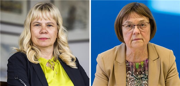 Catrin Steiniger, Vorsitzende der KV Brandenburg (links), äußert Unverständnis für die Aussagen der Landesgesundheitsministerin Ursula Nonnemacher, die Kritik an der Selbstverwaltung formuliert hatte.
