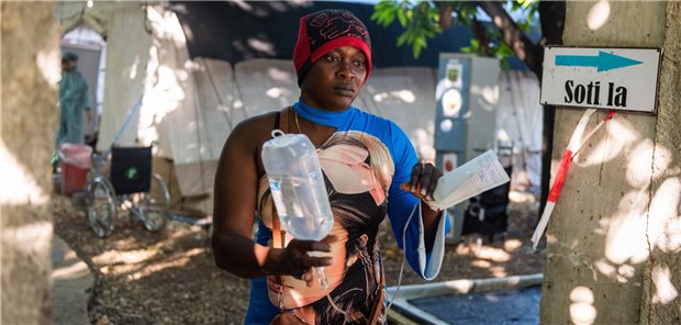 Cholera Treatment Center (CTC) der Organisation Ärzte ohne Grenzen in der Nähe von Port-au-Prince in Haiti: Fachleute vor Ort fürchten, dass sich die Cholera-Situation bald noch deutlich verschärfen wird.