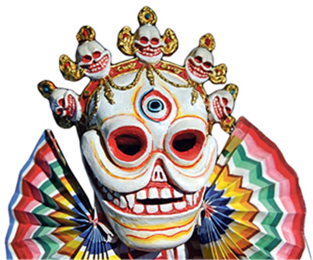 Tränen, Trauer, Tod und Teufelswerk Das Gesicht des Todes: auch eine tibetische Totentanzmaske ist im Museum ausgestellt.