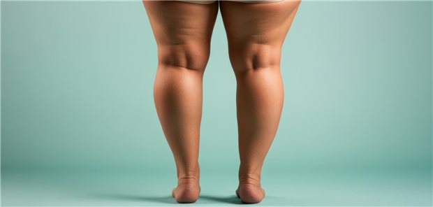 Eine Frau Lipödemen in den Beinen. 