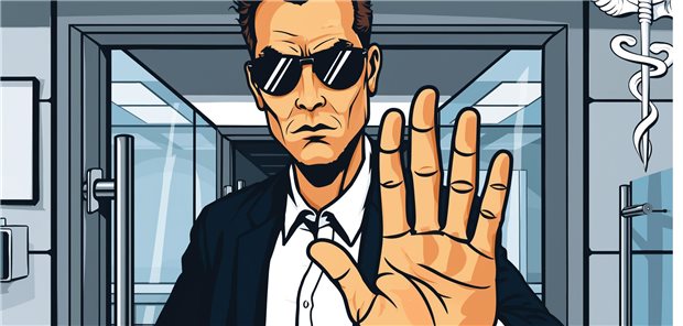 Deeskalation in der Arztpraxis: Schon mal an einen Türsteher gedacht? Das Modell mit dem „Türsteher“ hat sich bewährt. Andere Deeskalationsmöglichkeiten wie ein Ampelsystem hätten nicht zum Erfolg geführt, so Mitinhaber Dr. Olaf Dilk.