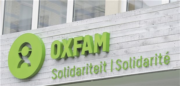 Das Oxfam-Logo in Bruessel. Die Hilfsorganisation kämpft mit Imageproblemen.