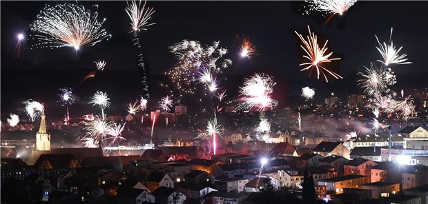 Das Silvester-Feuerwerk in Rottenburg.