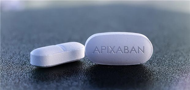Apixaban, ein orales Antikoagulans zur Behandlung und Vorbeugung von Blutgerinnseln sowie zur Vorbeugung von Schlaganfällen bei Vorhofflimmern.