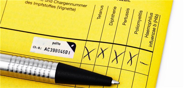 Stift auf Impfbuch