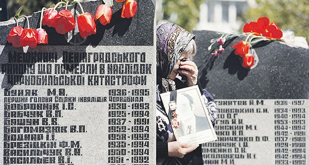 Das Menetekel Tschernobyl Denkmal für die Opfer der Atomkatastrophe in der ukrainischen Hauptstadt Kiew.