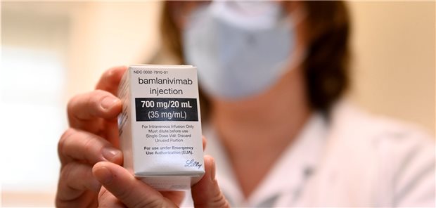 Präparat mit dem Antikörper Bamlanivimab, das gegen das Spike-Protein von SARS-CoV-2 gerichtet ist.