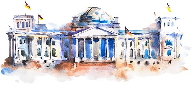 Aquarell des Bundestags. 