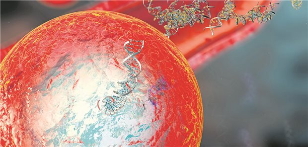 Illustration der zirkulierenden Tumor-DNA im Blut.