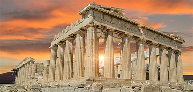 Klinikpersonal streikt in Griechenland Der Pantheon in Athen bei Sonnenuntergang: Das Krankenhauspersonal in Griechenland ist im Streik – wegen Lohnkürzungen und Personalmangel.