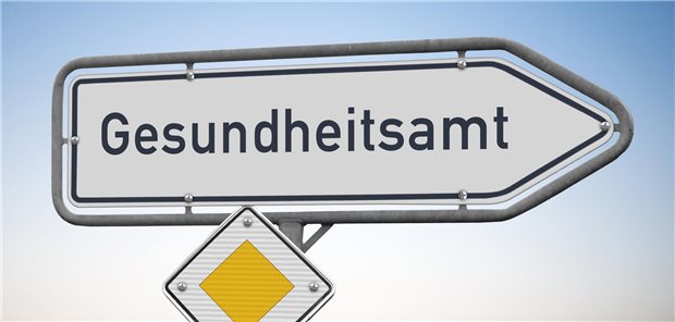 Ein Wegweiser mit der Aufschrift "Gesundheitsamt"