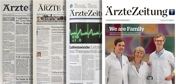 40 Jahre Ärzte Zeitung: Zeit für Veränderungen Die 1980er-Jahre waren einfarbig: Am 1. Oktober 1982 erschien die erste Tageszeitung für Ärztinnen und Ärzte in Deutschland – ein Novum. 40 Jahre später ist es an der Zeit, wieder etwas Neues zu wagen. Am Wochenende (Erscheinung donnerstags) soll Ihre neue Ärzte Zeitung (im Bild rechts, neues Format) zur Entschleunigung beitragen, zum Verweilen, zur Inspiration, manchmal auch zum Schmunzeln.