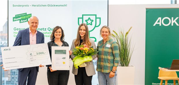 „Health Forward“ will Gesundheit junger MFA fördern Die AOK Bayern hat das Nürnberger „Gesundheitsnetz Qualität und Effizienz eG“ im Zuge des GesundMacher Awards mit einem Sonderpreis ausgezeichnet.