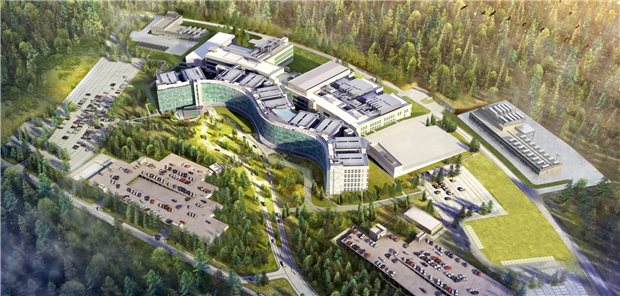 US-Armee baut Mega-Klinik nahe Ramstein Die Computergrafik zeigt das Gelände des geplanten US-Krankenhauses in Weilerbach in Rheinland-Pfalz.