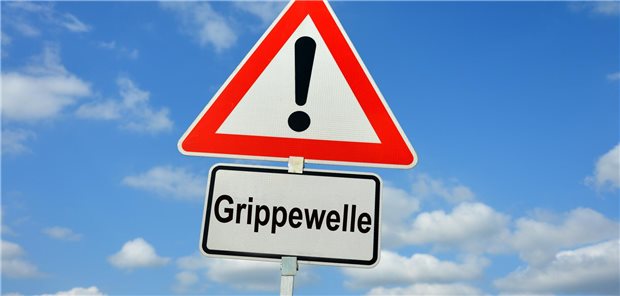 Warnschild Grippewelle