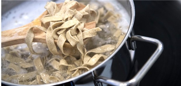Pasta mit sechs Beinen Die Insektenpasta: In den gelblich-braunen Nudeln steckt auch Insektenmehl.