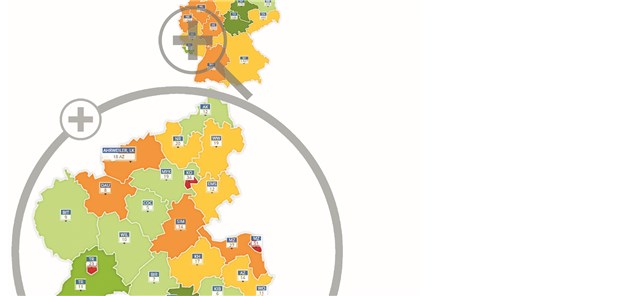 Arztzentren selten ein Modell fürs Land Die Interaktive Karte zu wechselnden Themen für ganz Deutschland, heruntergebrochen auf KV- Ebene und auf alle Landkreise ist eine Initiative der „Ärzte Zeitung“ und Rebmann Research.