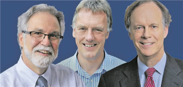 Wie Zellen mit Sauerstoffmangel leben können Die Medizin-Nobelpreisträger 2019: Professor Gregg L. Semenza (Baltimore), Professor Peter J. Ratcliffe (London) und Professor William G. Kaelin Jr. (Boston, v. l n. r).