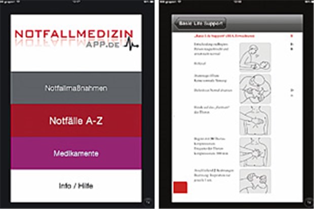 Notfall-Medizin-App von Ärzten für Ärzte Die Notfall-Medizin-App enthält über 200 Notfälle. In Abbildungen werden Notfallmaßnahmen Schritt für Schritt erklärt.