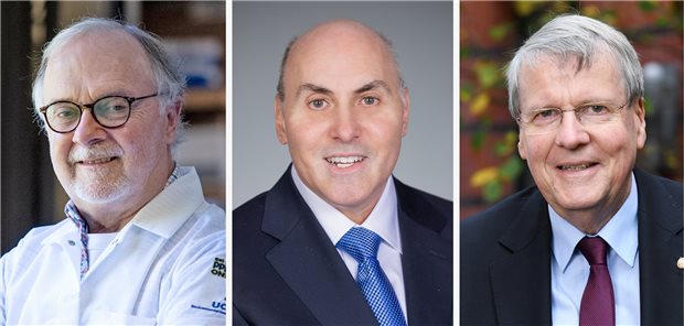 Die Preisträger: Dr. Philip Felgner (links), Professor Drew Weissman (mitte) und Professor Jörg Hacker (rechts).