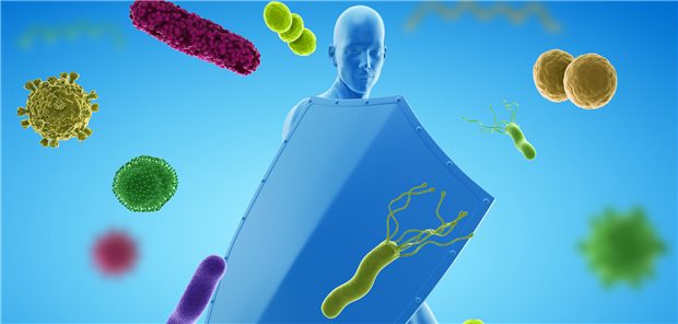 Dreidimensionale gerenderte konzeptionelle Darstellung der menschlichen Immunabwehr.