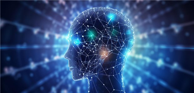 Ein Kopf mit Nervenbahnen