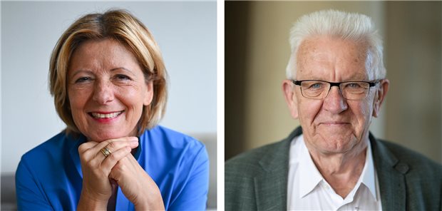 Die Fotos zeigen die ehemaligen Ministerpräsidenten Malu Dreyer (SPD) und Winfried Kretschmann (Grüne). 