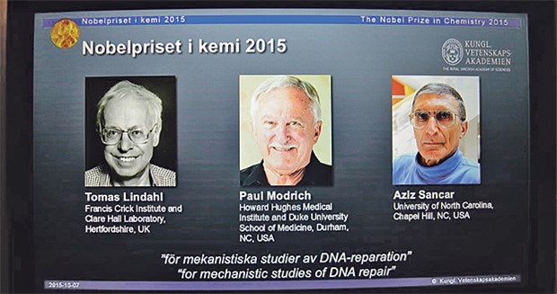 Forscher fanden Werkzeuge der Erbgut-Reparatur Die höchste wissenschaftliche Auszeichnung für Chemie geht an die Professoren Tomas Lindahl, Paul Modrich und Aziz Sancar