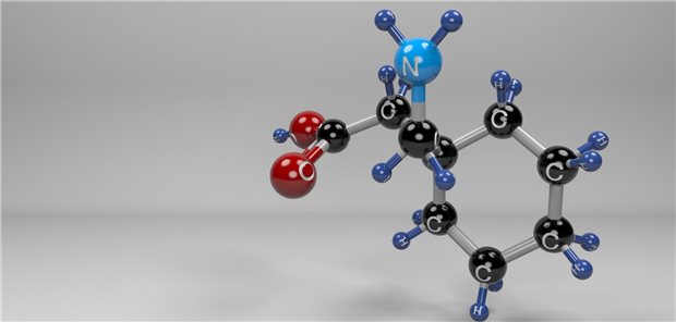 Molekülstruktur von Gabapentin, dass zur Behandlung von neuropathischen Schmerzen genutzt wird.
