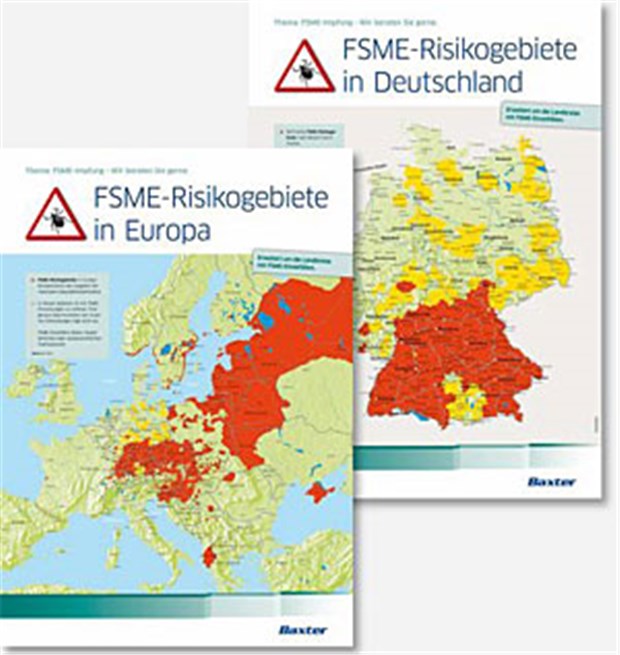 Neue FSME-Verbreitungskarten auf www.zecken.de Diese beiden Karten lagen der "Ärzte Zeitung" am 11. Juni bei.