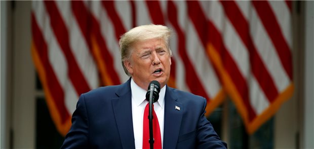 Trump: USA steigen aus der WHO aus Donald Trump am Freitag im Rosengarten des Weißen Hauses